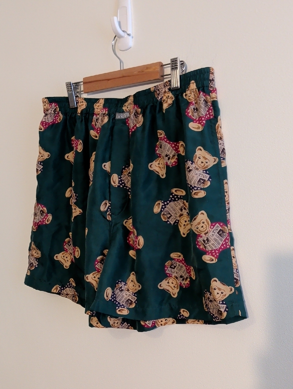 VINTAGE LA SENZA teddy bear print silk lounge shorts - size m - Picture 6 of 10